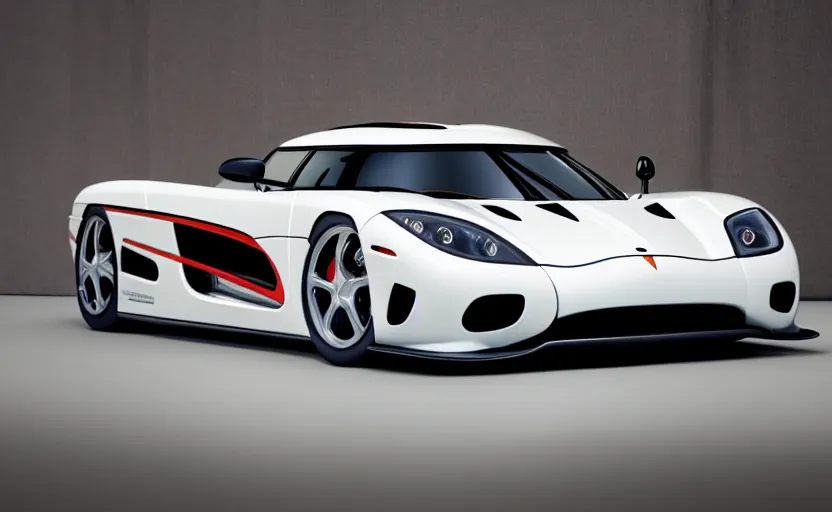 Prompt: a Koenigsegg if it was designed in 1986, photography, 8k, show room,