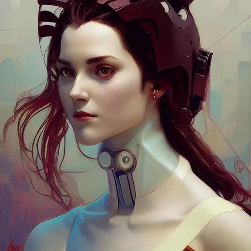 Image similar to a portrait of Robot painting, highly detailed, digital painting, artstation, concept art, sharp focus, illustration, art by artgerm and greg rutkowski and alphonse mucha