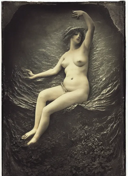 Image similar to old wetplate daguerreotype birth of venus in times of cholera, fractal, intricate, elegant, highly detailed, parallax, leica, medium format, subsurface scattering, by jheronimus bosch and greg rutkowski and louis jacques mande daguerre