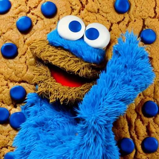 Image similar to cookie monster eating cookies