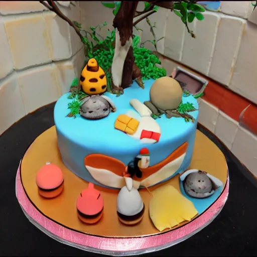 Prompt: a delicious cake, studio ghibli