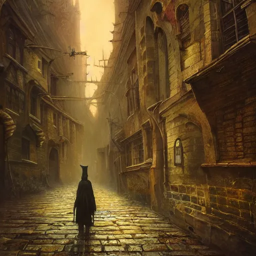 A beautiful painting of a gothic city street similar | Stable Diffusion ...