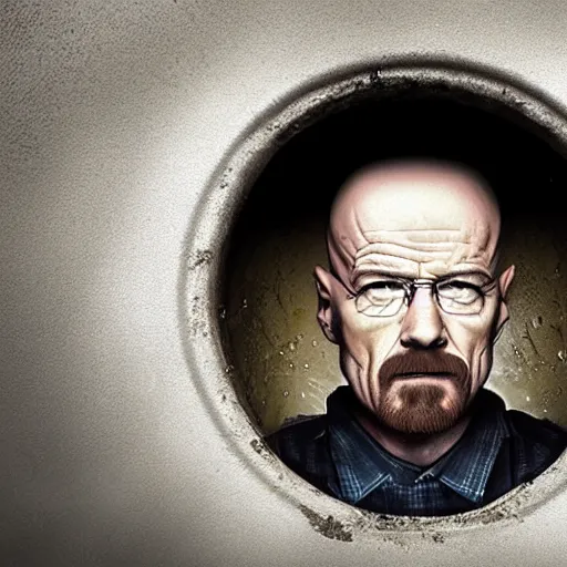 Image similar to Walter white emerging from a sewer hole