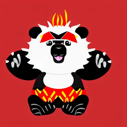 Image similar to vector art of welsh dragon and cute panda mixed, intercrossed, chimera, welsh flag, adobe illustrator