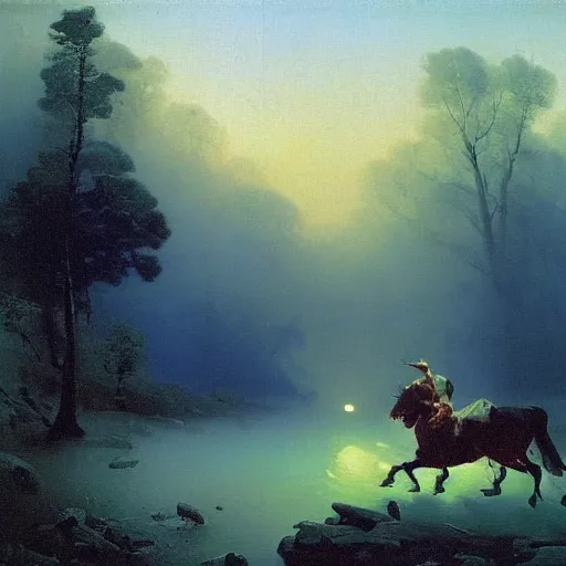 Image similar to aivazovsky's painting. forest landscape. oil on canvas, a masterpiece in the style of aivazovsky.