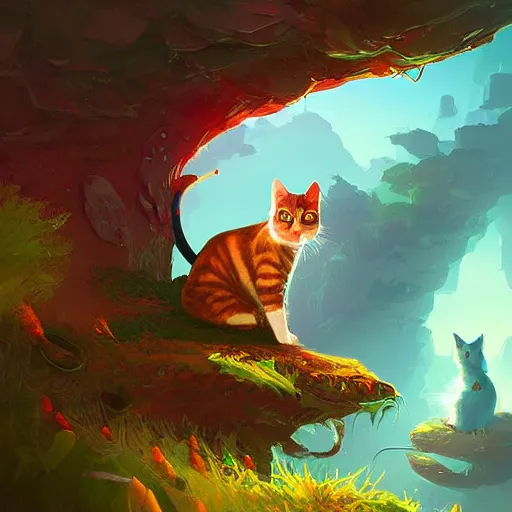 Image similar to a hybrid of cat and mouse, digital art fantasy art, highly detailed, art by asher brown durand, anton fadeev, james gurney, anato finnstark