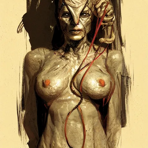 Image similar to a mummy with a snake head, by greg rutkowski, in the style of magic the gathering