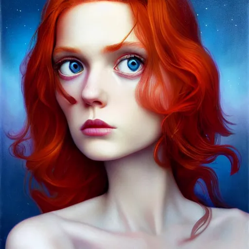 Prompt: Lofi portrait of redhead, Pixar style by Stanley Artgerm and Tom Bagshaw and Tristan Eaton and Tim Burton