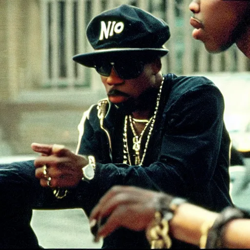 Prompt: a film still from new jack city. scene with nino brown and g - money. tupac shakur as g - money