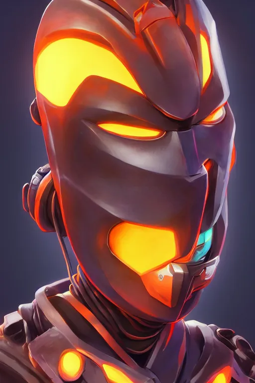 Image similar to epic mask helmet robot ninja portrait stylized as fornite style game design fanart by concept artist gervasio canda, behance hd by jesper ejsing, by rhads, makoto shinkai and lois van baarle, ilya kuvshinov, rossdraws global illumination radiating a glowing aura global illumination ray tracing hdr render in unreal engine 5