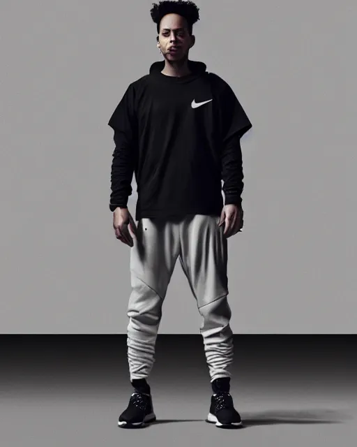 Image similar to Medium shot of Erolson Hugh wearing Nike ACG+Acronym P31-DS Pants in the style of greg rutkowski