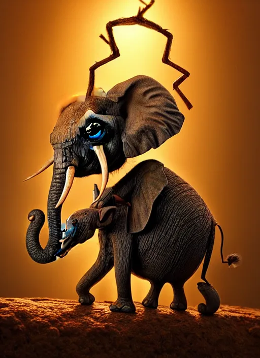 Image similar to a painting of an ant with the trunk of an elephant, concept character art, art nouveau, beautifully backlit, highly intricate, detailed painting, aesthetic octane render, 8 k hd resolution