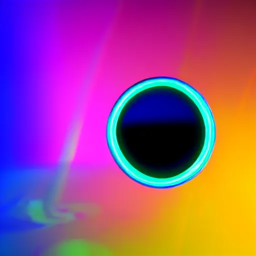 Image similar to warped mirror with neon frame in black hole in cube, psychedelic, futurism, atmospheric, colorful fog, shiny background, cyberpunk, octane render, ultra detailed, 8 k