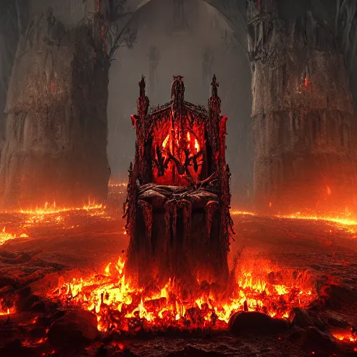 Prompt: the bloody altar of satan's kingdom, hellish landscape, ultra realistic, dark lighting, dramatic lighting, 8 k resoloution, artstation, by art of sickness 6 6 6, nekro iii, vitaly bulgarov, 1 6 : 9