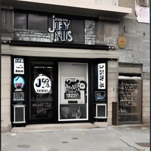 Prompt: jny 5 internet studios store front