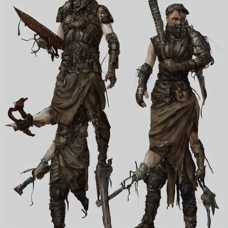 Image similar to full body+ face concept art of a post-apocalyptic roman mercenary in the style of high fantasy art trending on artstation deviantart Pinterest detailed realistic High Resolution HD 8k