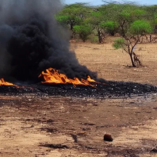 Image similar to someone didn't bless the rains down in africa, therefore setting africa on fire