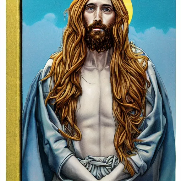 Image similar to jesus, by martine johanna, golden ratio, environment, hyper detail, concept artbook, ealistic, photorealistic,