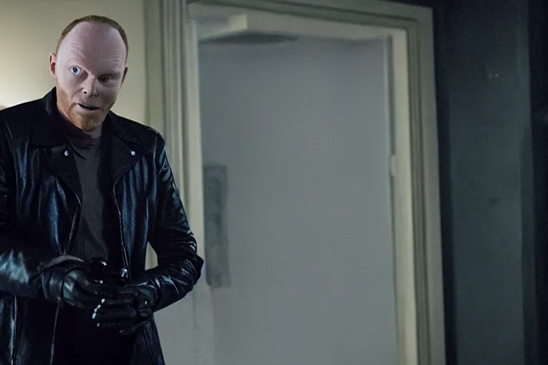 Image similar to a film still of Bill burr in catwoman, high quality