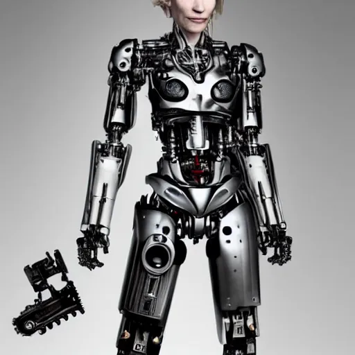 Image similar to mechanical war cyborg cate blanchett