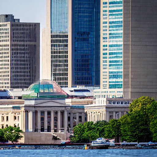 Image similar to madison wisconsin capital being attacked by godzilla ( 1 9 8 9 ) ( eos 5 ds r, iso 1 0 0, f / 8, 1 / 1 2 5, 8 4 mm, postprocessed, bokeh )