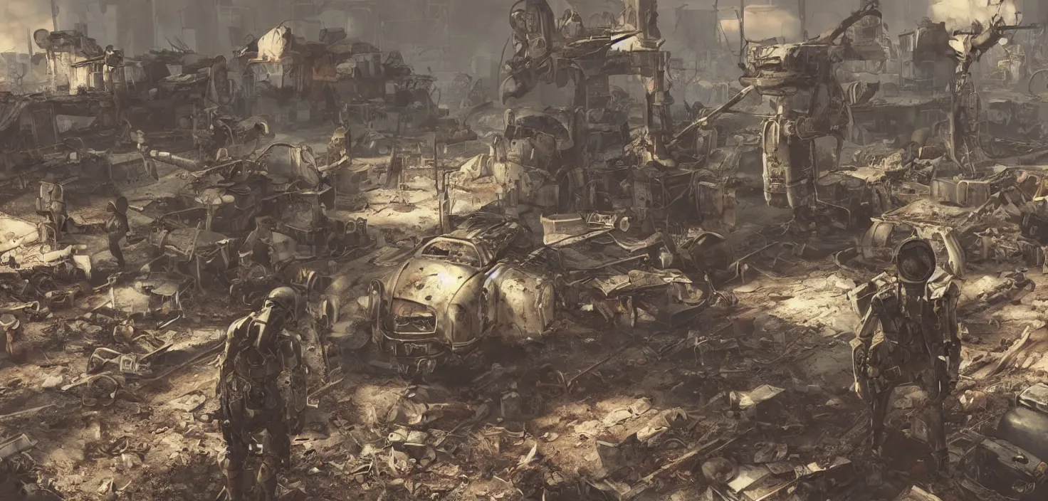 Image similar to war never changes, fallout 4, cgsociety, colourful but morbid painting, soft edges