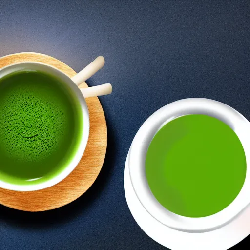 Image similar to A photorealistic photograph of Cup of Matcha Green tea, 2022