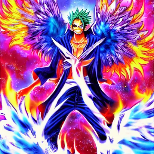 Prompt: Marco the Phoenix, epic one piece manga drawing, trending on artstation cgsociety, vibrant colors.