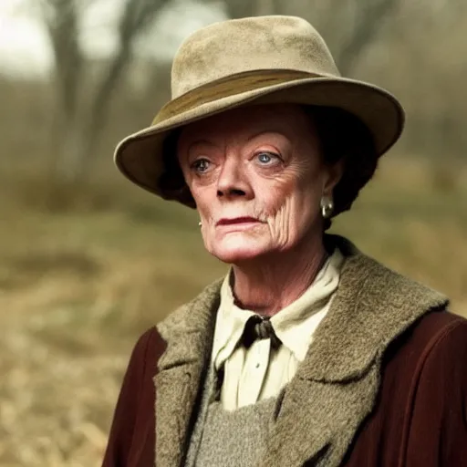 Prompt: Maggie Smith playing Daniel Plainview in There Will Be Blood