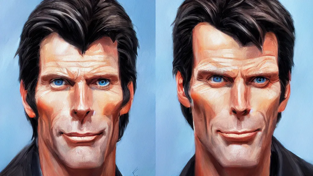 Prompt: A portrait painting of kevin conroy; the most beautiul painting in the world; trending on artstation; oil on canvas; correct face; correct eyes; anatomically correct; extraordinary masterpiece!!!!!!; 8k