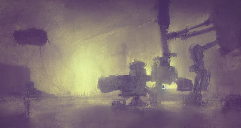 Image similar to Mech robot industrial complex. By Joseph Mallord William Turner, fractal flame, highly detailded