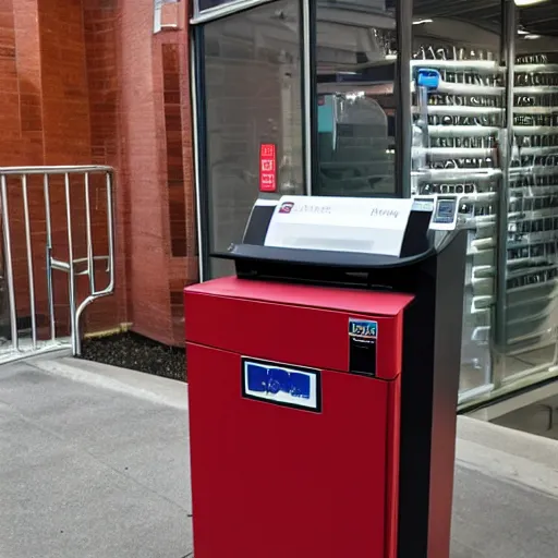 Prompt: the royal paper shredder on display