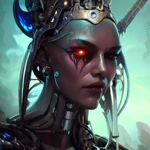 Image similar to portrait of a beautiful cybernetic queen of the damned, cyberpunk concept art by pete mohrbacher and artgerm and wlop and greg rutkowski and deathburger, digital art, highly detailed, intricate, sci-fi, sharp focus, Trending on Artstation HQ, deviantart, unreal engine 5, 4K UHD image