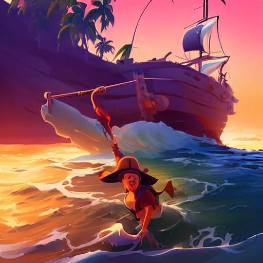 Image similar to painting treasure on sea of thieves game smooth median photoshop filter cutout vector, behance hd by jesper ejsing, by rhads, makoto shinkai and lois van baarle, ilya kuvshinov, rossdraws global illumination