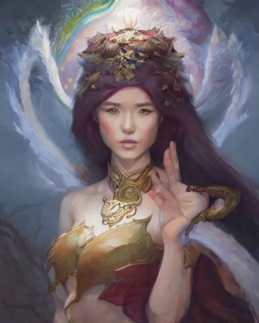 Image similar to Sakura dragon priestess portrait, maximalism, by Mandy Jurgens, Valentina Remenar, artgerm, by Charlie Bowater, James Jean, Daniel Gerhartz, Gerald Brom, intense atmospheric, intricate, lightforged, character concept, cgsociety trending on artstation