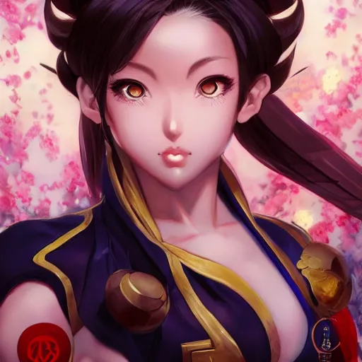 Image similar to A beautiful semi realistic anime portrait of Chun li, by Stanley Artgerm Lau, WLOP, Rossdraws, James Jean, Andrei Riabovitchev, Marc Simonetti, and Sakimichan, tranding on artstation H- 768