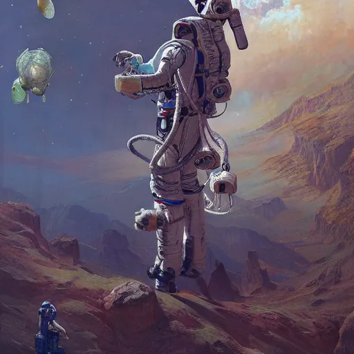 Prompt: astronaut, carrying a horse on his shoulders up, horse above, astronaut below, industrial sci - fi, by mandy jurgens, ernst haeckel, james jean