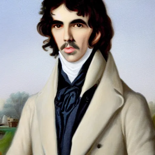 Image similar to regency era painting of a young george harrison in the style of leighton