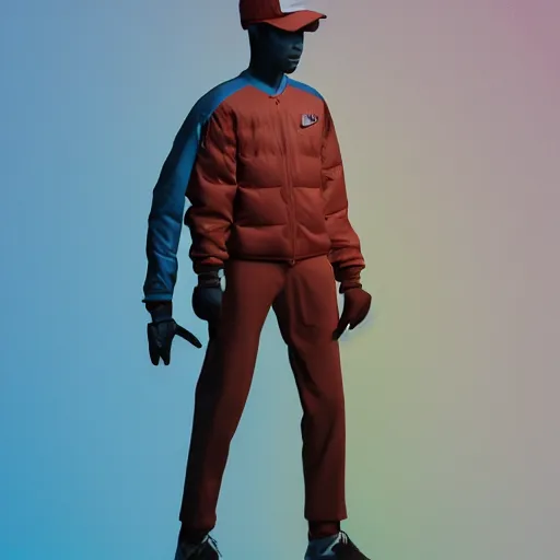 Image similar to abstract 3d male in a modern nike suite age 14 by james jean and Jason Chan, rendering, redshift, octane