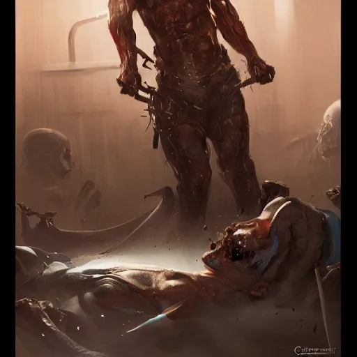 Image similar to Death being slain by a Surgeon, by Cedric Peyravernay, highly detailed, excellent composition, cinematic concept art, dramatic lighting, trending on ArtStation