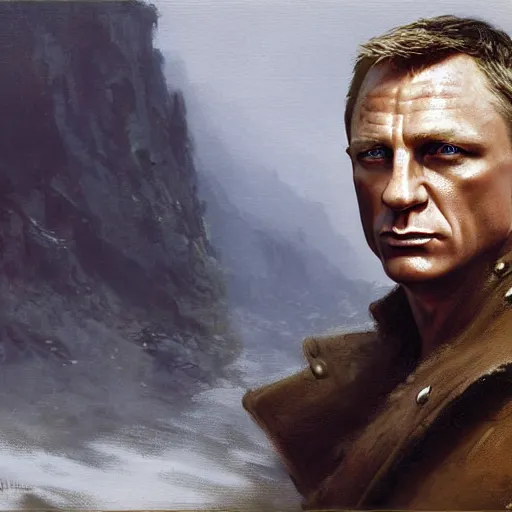 Prompt: daniel craig as a d & d style fighter, highly detailed painting by gaston bussiere, craig mullins, j. c. leyendecker, 8 k