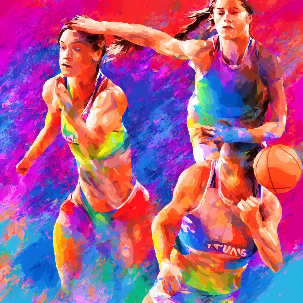 Image similar to female sports athlete, colorful digital painting