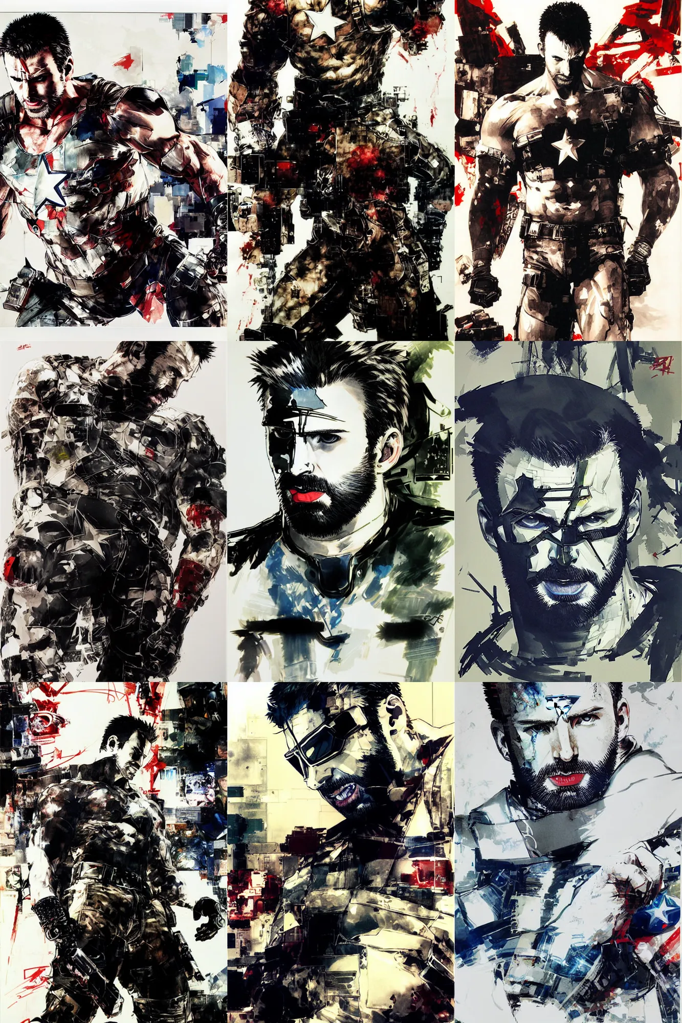 Prompt: chris evans, painting by yoji shinkawa, katayama bokuyo