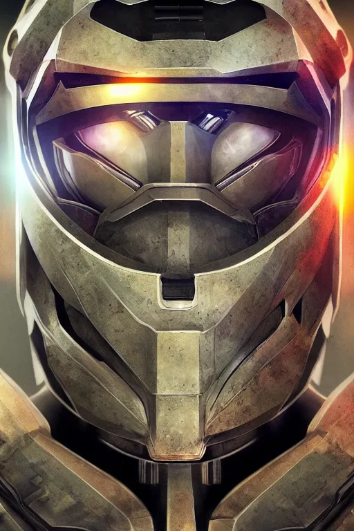 Image similar to robot ninja mask helmet halo master chief radiating a glowing aura global illumination ray tracing hdr fanart arstation by ian pesty and katarzyna da „ bek - chmiel