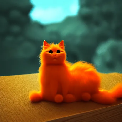 Image similar to A fuzzy orange cat sitting on planet earth, digital art, trending on artstation and unreal engine