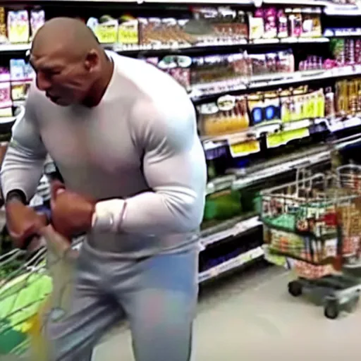 Prompt: CCTV footage of Mike Tyson boxing a Pigeon in a grocery store