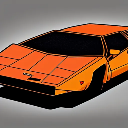 Image similar to Lamborghini Countach, cartoonish, cartoon,