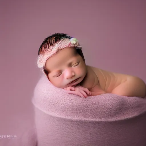 Image similar to beautiful photography of newborn, pastel colors, hyper realistic, 8 0 mm, studio lighting