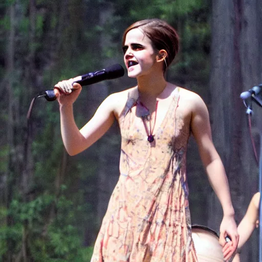 Image similar to Emma Watson performing at Woodstock