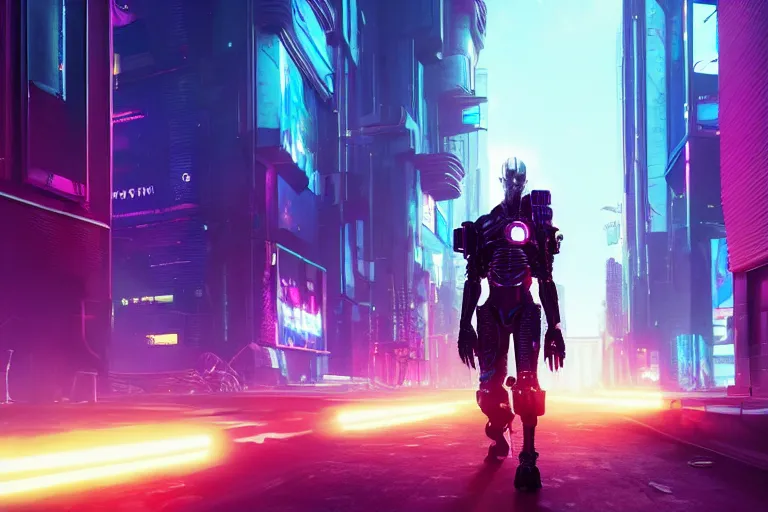 Image similar to cyberpunk alien concept inspired street, futuristic look, highly detailed body, very powerful, photorealistic camera shot, bright studio setting, studio lighting, crisp quality and light reflections, unreal engine 5 quality render